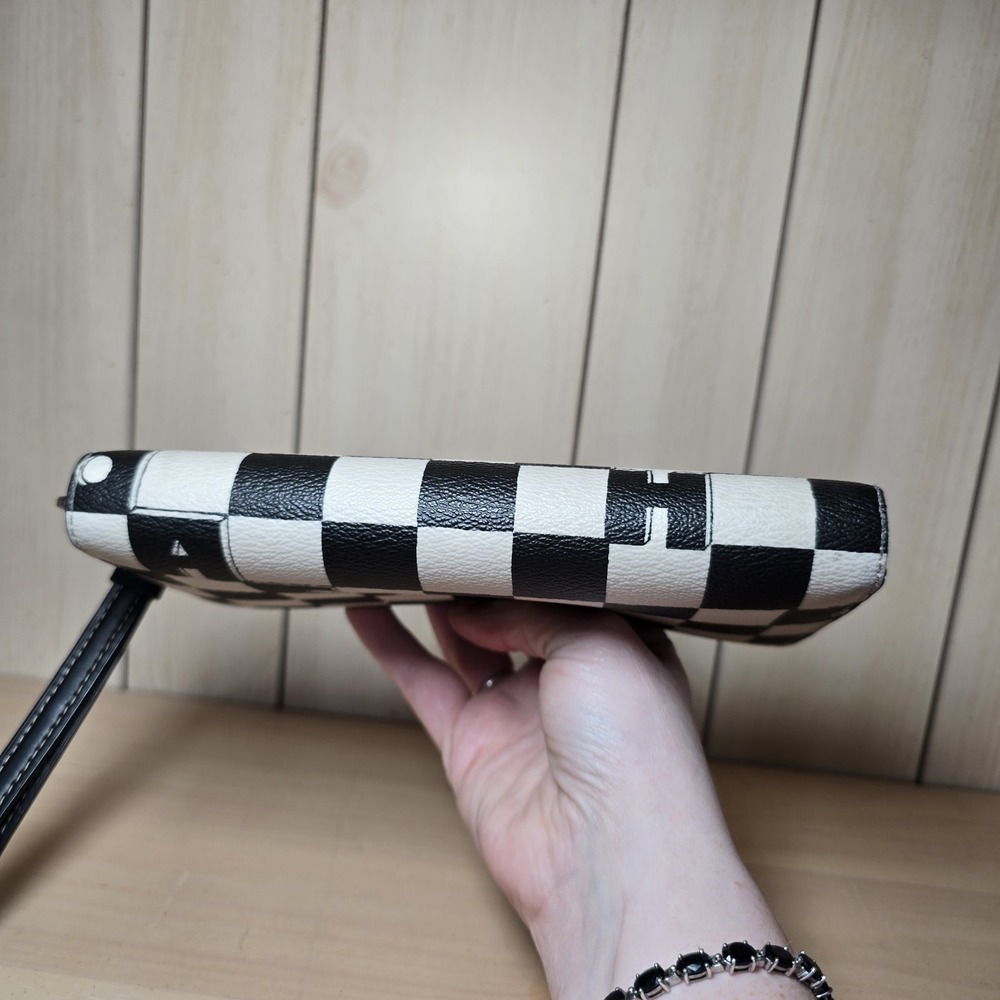 Coach Long Zip Around Wallet Black & White Checkerboard Print model CR622 Rare - Picture 6 of 16